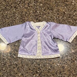American Girl Purple Doll Kimono PJ top with embroidered flowers throughout trim